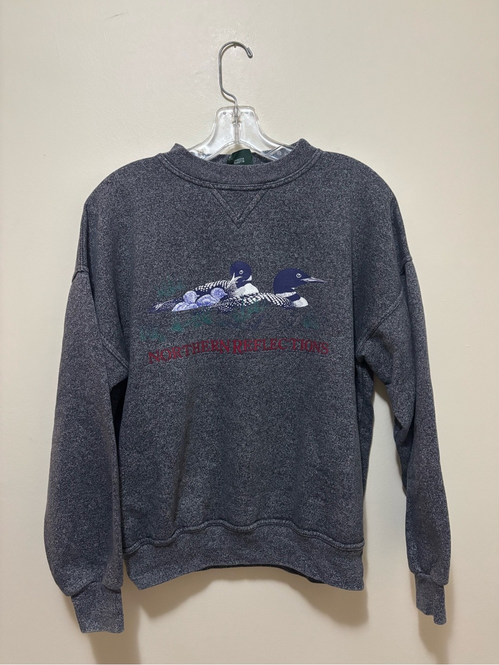 Vintage Northern Reflections Loon Family Heather Grey Crewneck Sweatshirt Nature